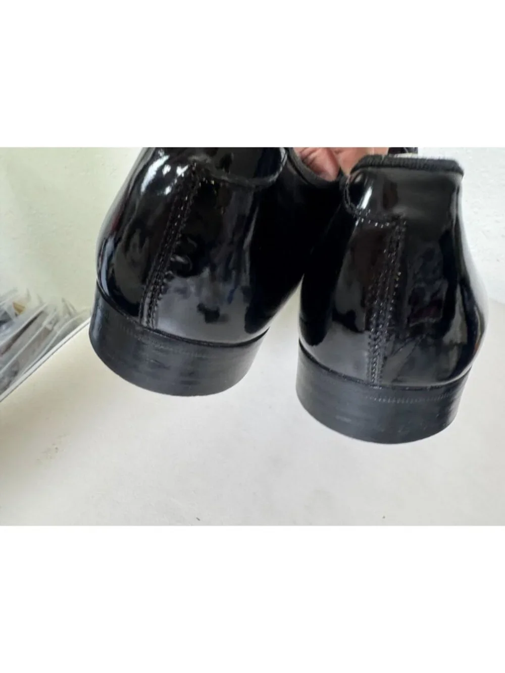 Salvatore Ferragamo Mens Black Patent Leather Oxford Dress Shoes Size 11 D Italy